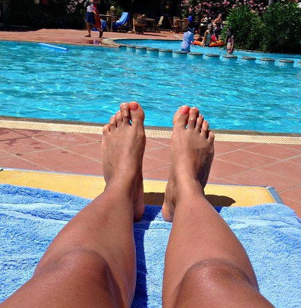 a womans legs tanning